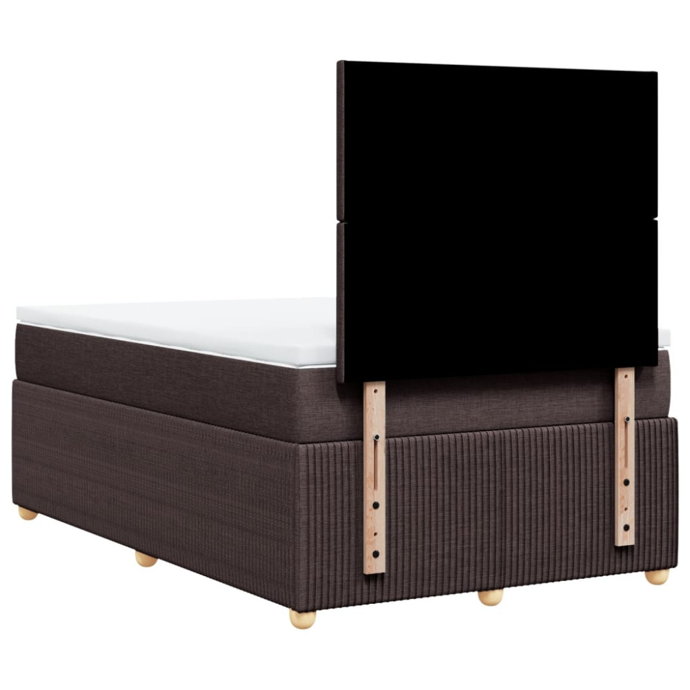 Produktbild för Ramsäng med madrass mörkbrun 120x190 cm tyg