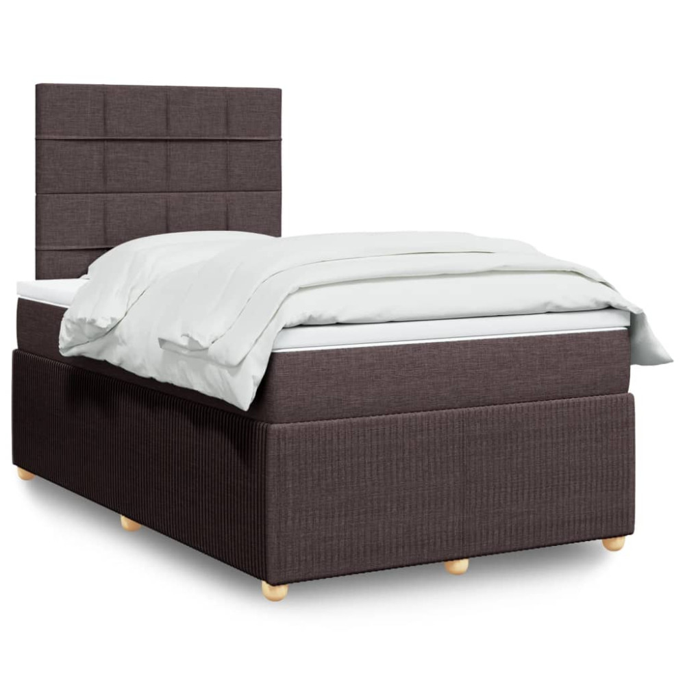 Produktbild för Ramsäng med madrass mörkbrun 120x190 cm tyg