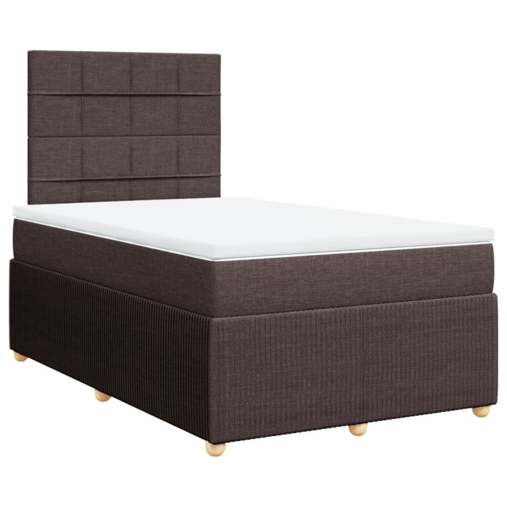 Produktbild för Ramsäng med madrass mörkbrun 120x190 cm tyg