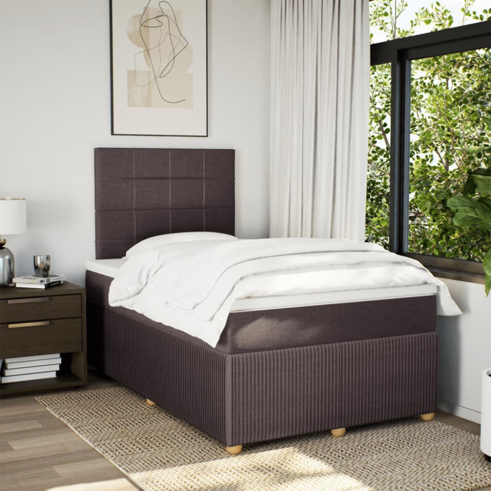 Produktbild för Ramsäng med madrass mörkbrun 120x190 cm tyg