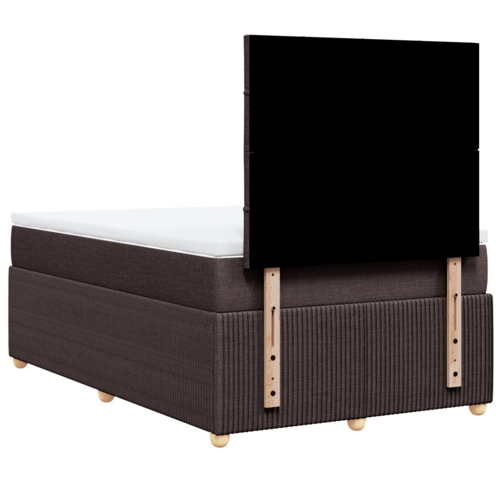 Produktbild för Ramsäng med madrass mörkbrun 120x190 cm tyg