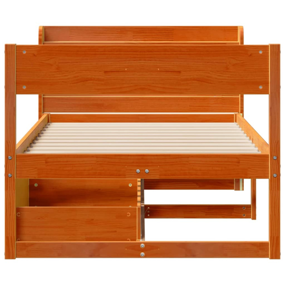 Produktbild för Sängram utan madrass vaxbrun 100x200 cm massiv furu