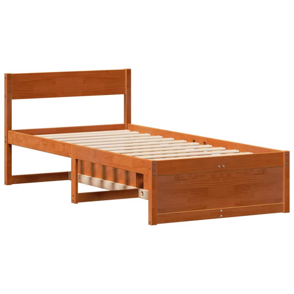 Produktbild för Sängram utan madrass vaxbrun 100x200 cm massiv furu