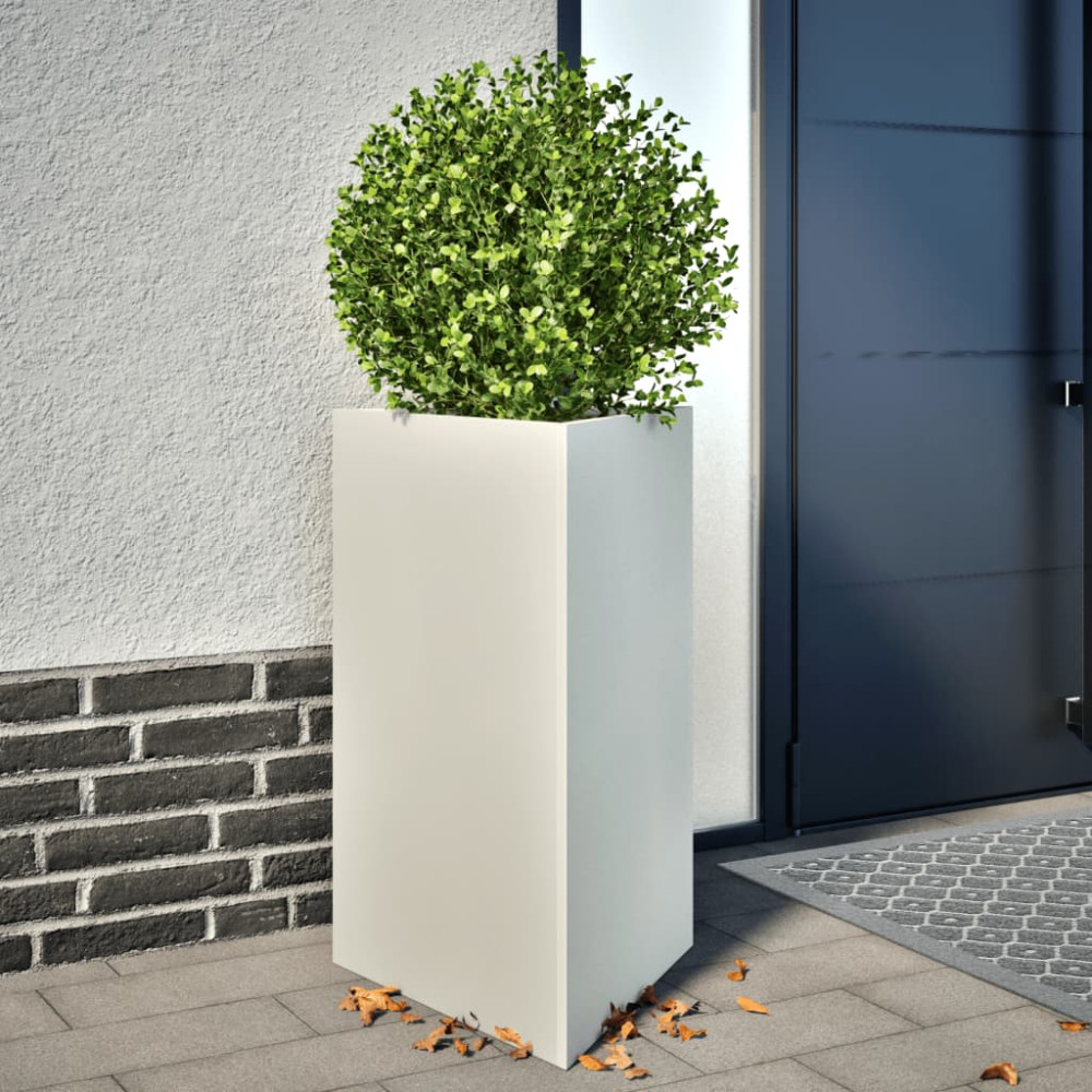 Produktbild för Odlingslådor 2 st vit triangulär 50x43x75 cm stål