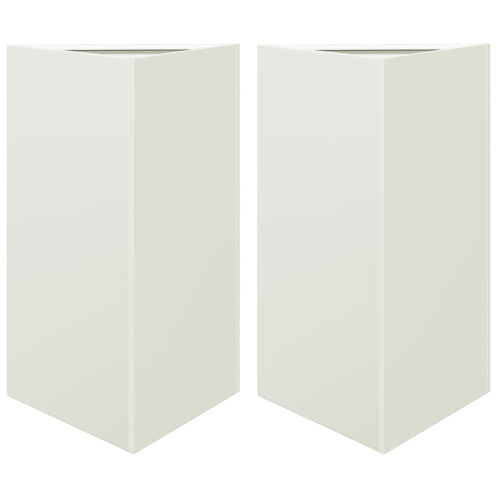 Produktbild för Odlingslådor 2 st vit triangulär 50x43x75 cm stål