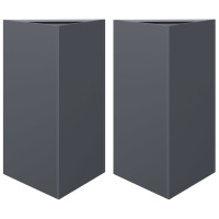 Produktbild för Odlingslådor 2 st antracit triangulär 50x43x75 cm stål