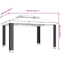 Produktbild för Paviljong med dubbelt tak gräddvit 3,94x2,96 m stål