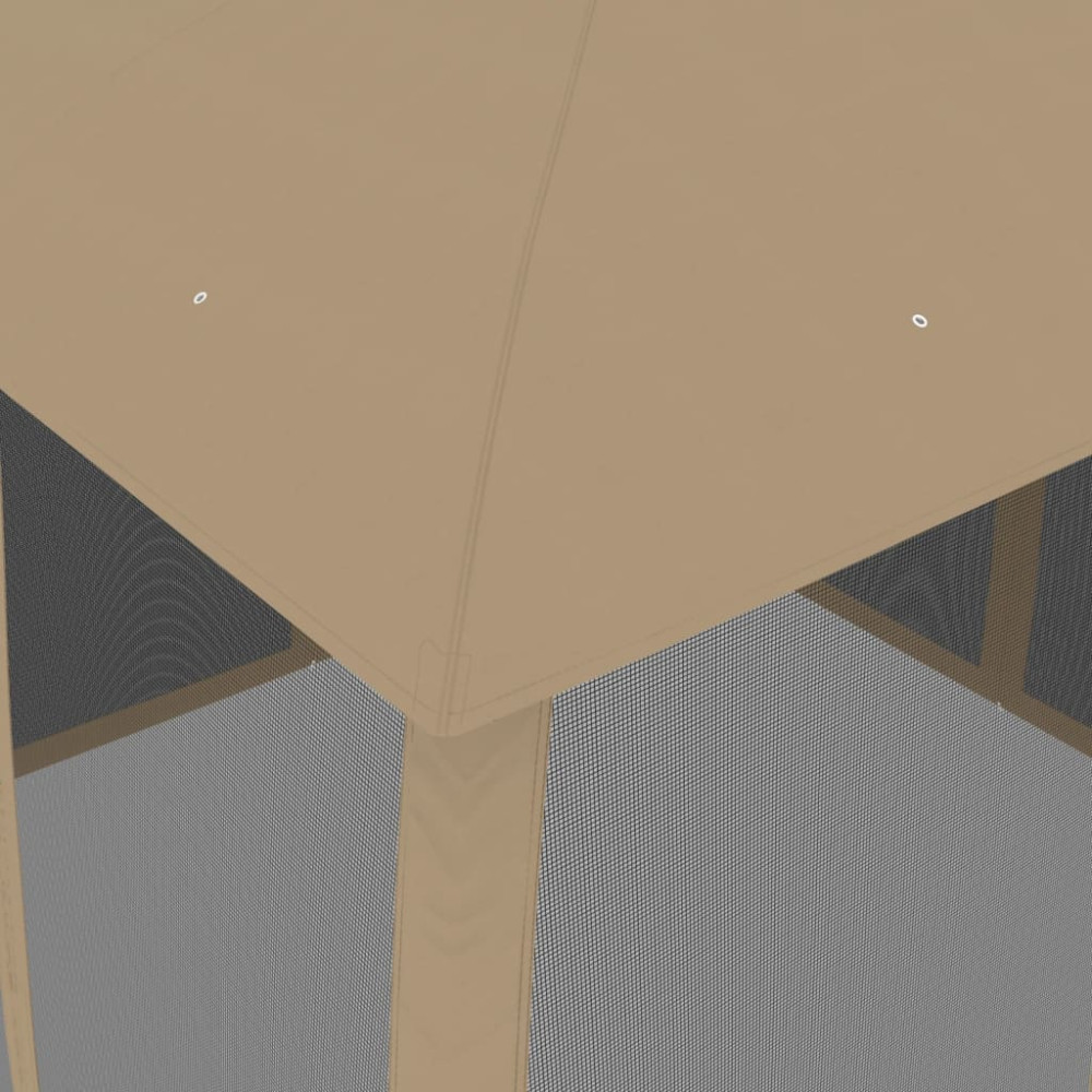 Produktbild för Paviljong med dubbelt tak & nätväggar taupe 2,93x2,93 m stål