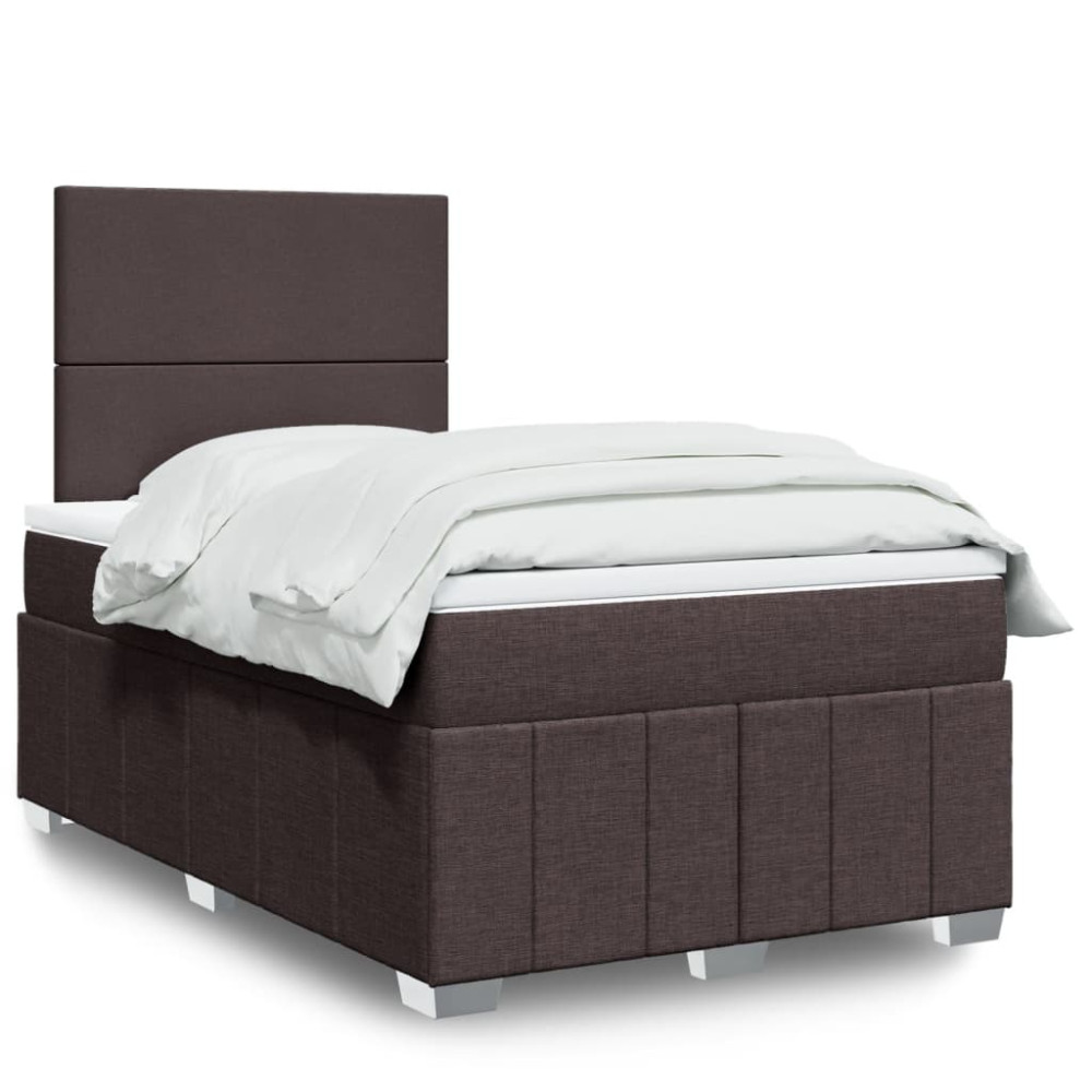 Produktbild för Ramsäng med madrass mörkbrun 120x200 cm tyg