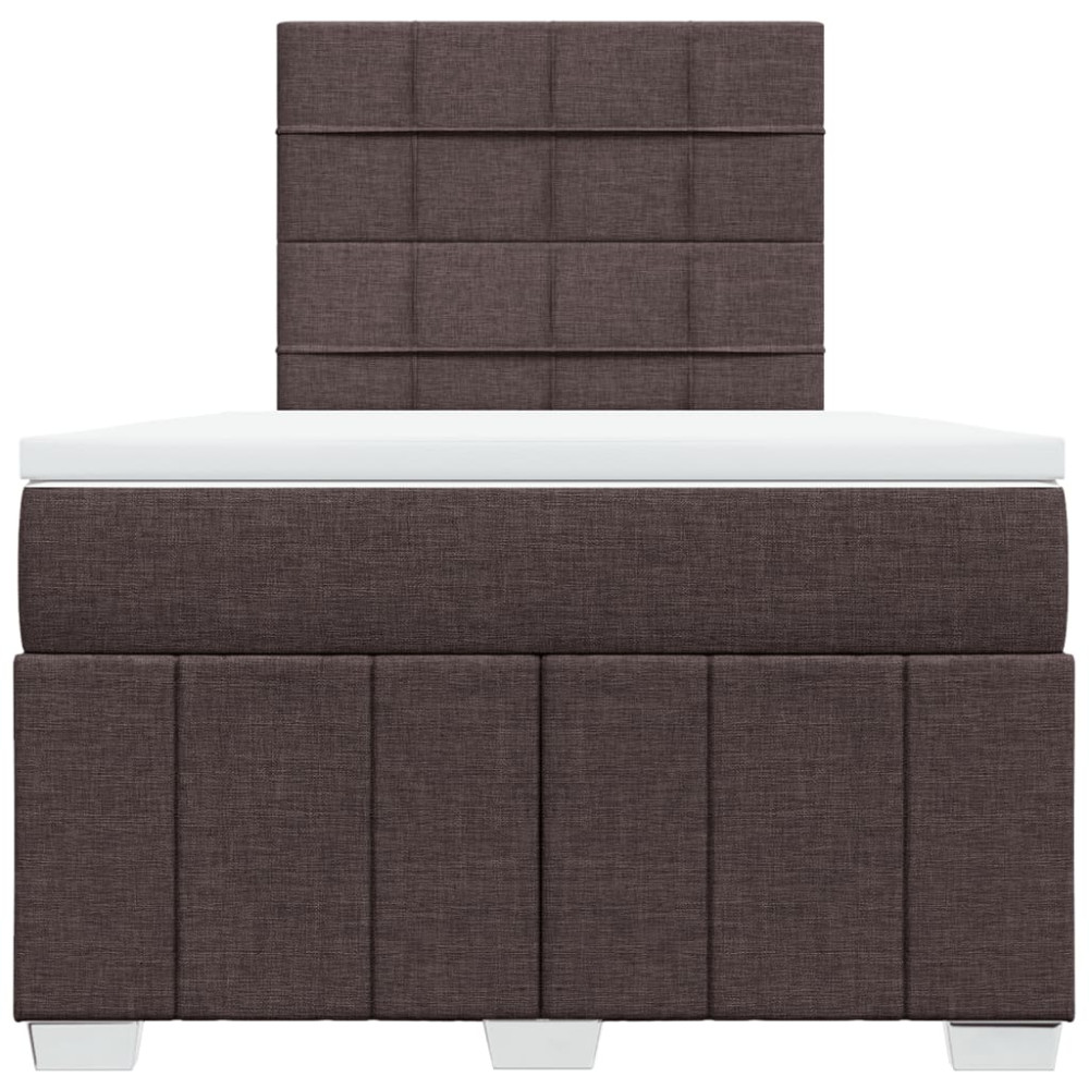 Produktbild för Ramsäng med madrass mörkbrun 120x200 cm tyg