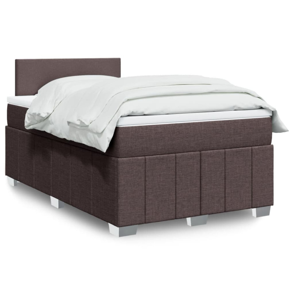Produktbild för Ramsäng med madrass mörkbrun 120x200 cm tyg