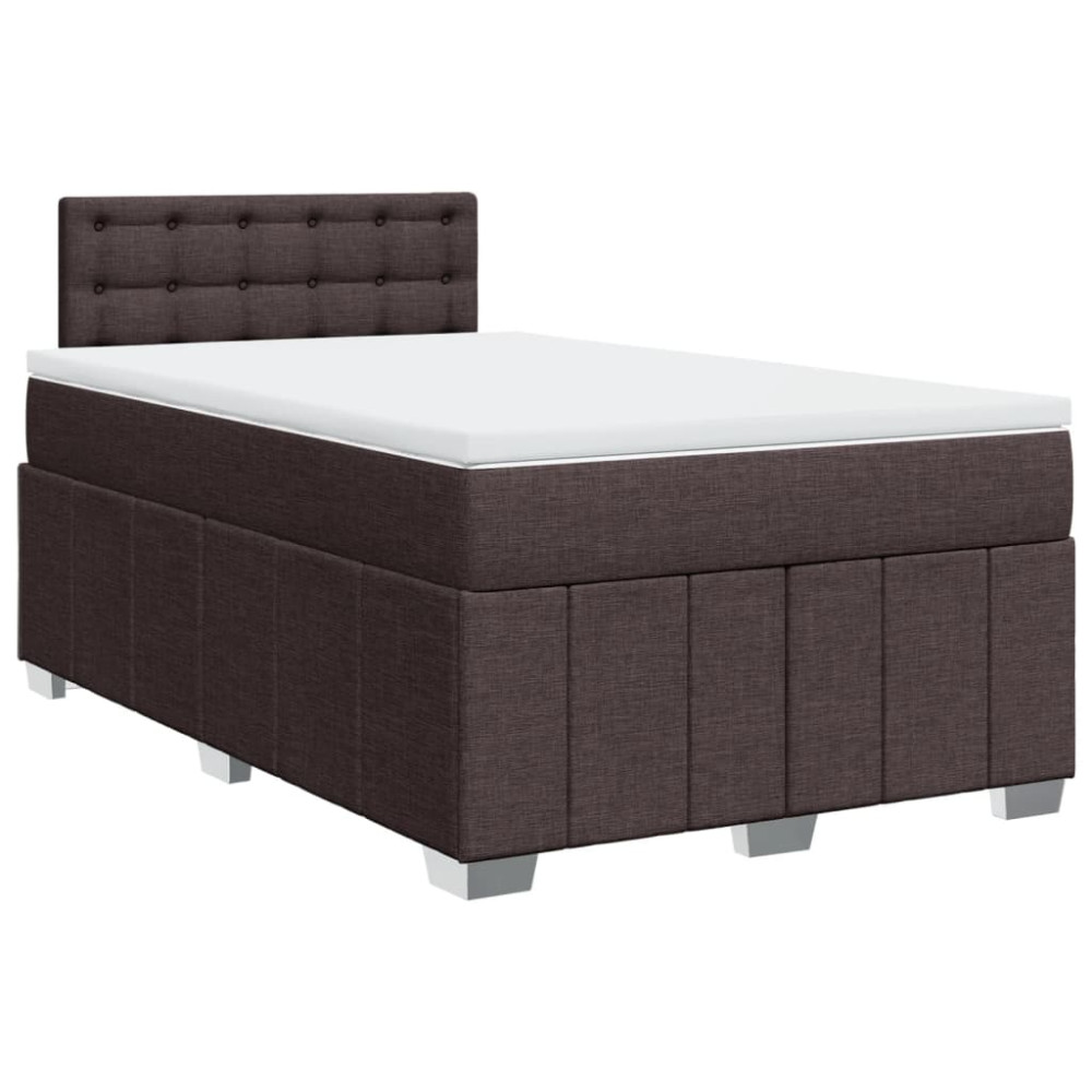 Produktbild för Ramsäng med madrass mörkbrun 120x200 cm tyg