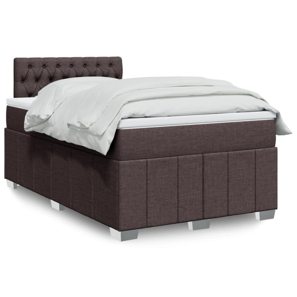 Produktbild för Ramsäng med madrass mörkbrun 120x200 cm tyg