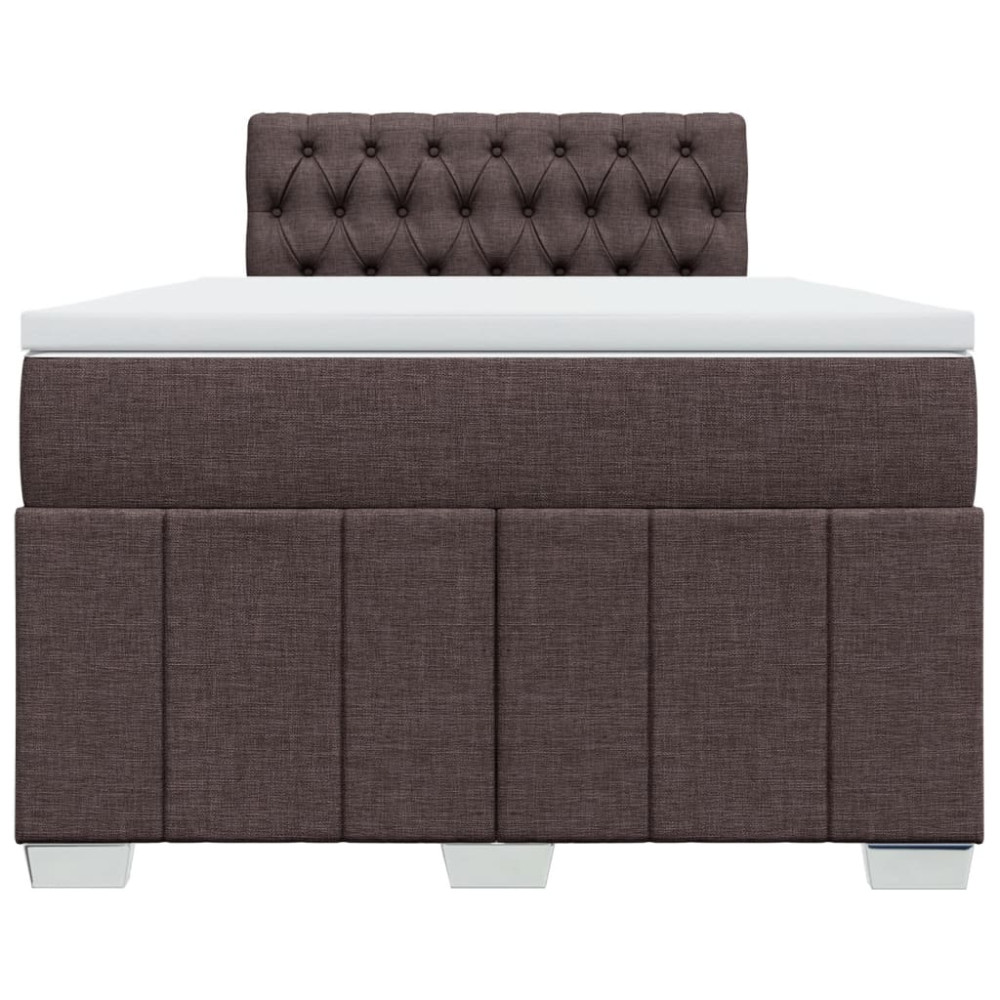 Produktbild för Ramsäng med madrass mörkbrun 120x200 cm tyg