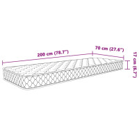 Produktbild för Memoryskummadrass vit 70x200x17 cm