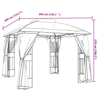 Produktbild för Paviljong med dubbelt tak & nätväggar gräddvit 2,94x2,94 m stål