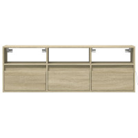 Produktbild för Väggmonterad tv-bänk LEDs sonoma-ek 130x31x45 cm