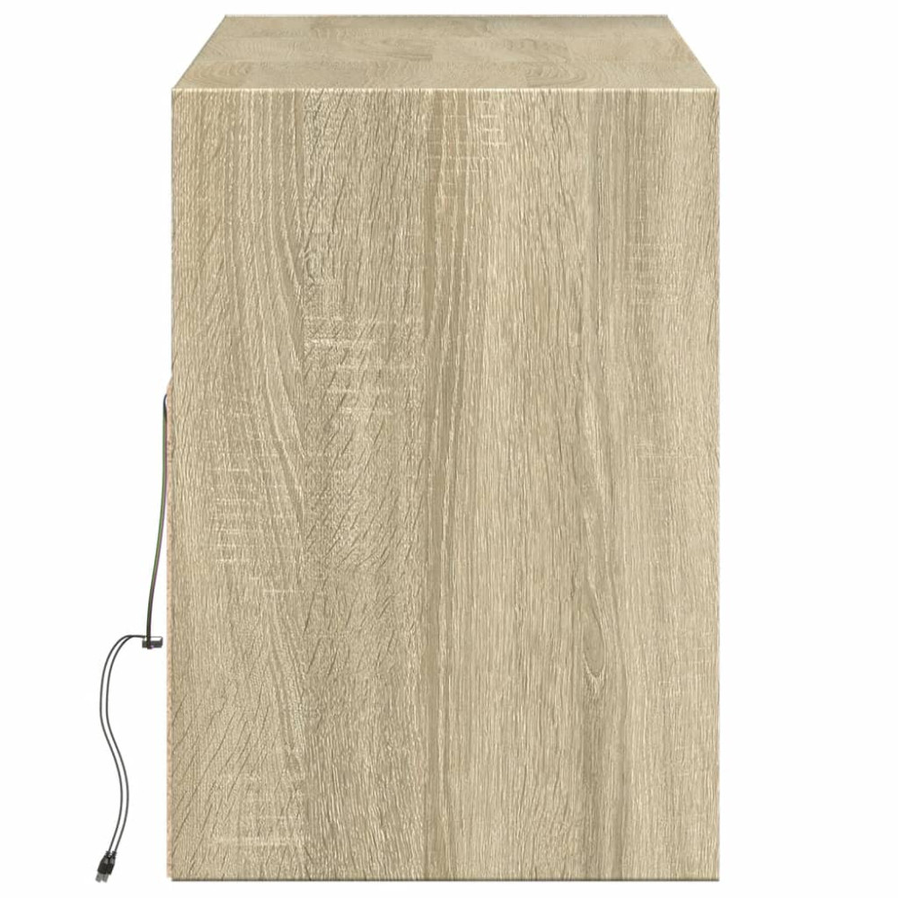 Produktbild för Väggmonterad tv-bänk LEDs sonoma-ek 130x31x45 cm