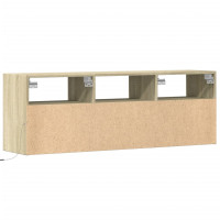 Produktbild för Väggmonterad tv-bänk LEDs sonoma-ek 130x31x45 cm