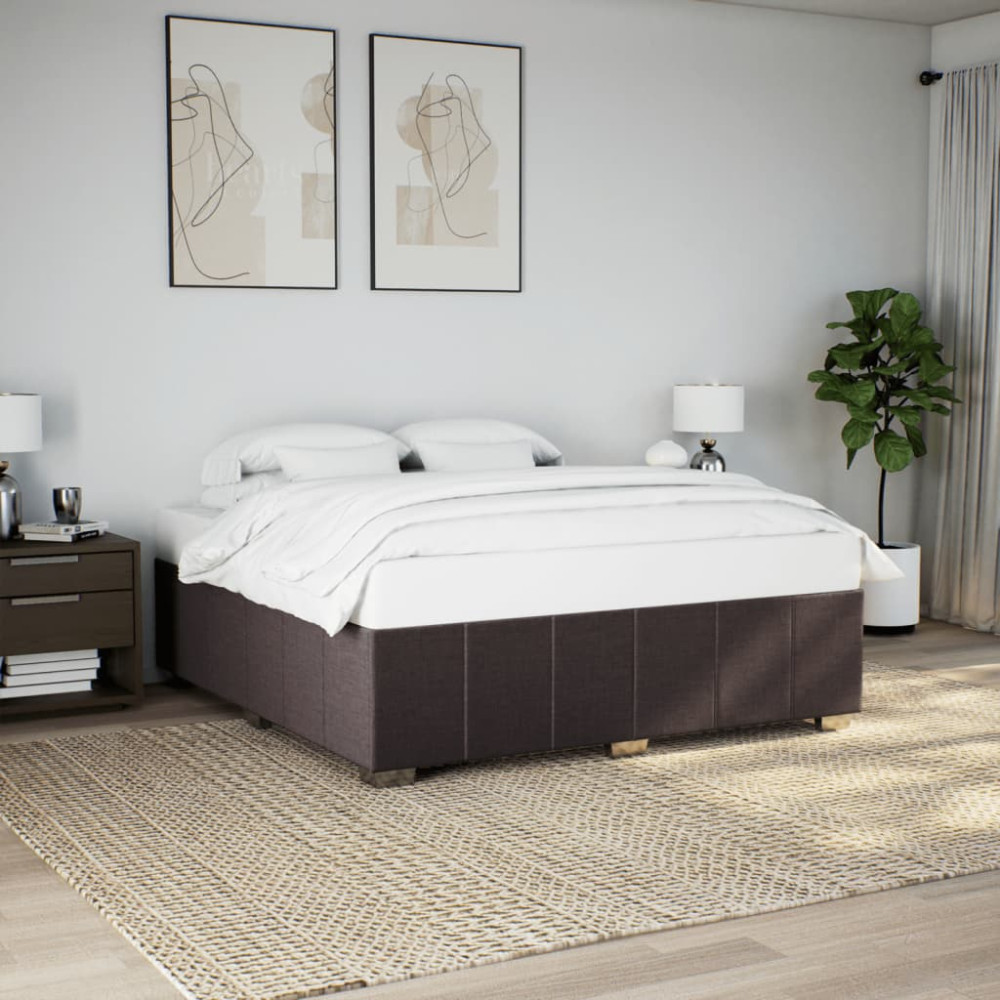 Produktbild för Sängram utan madrass mörkbrun 180x200 cm tyg