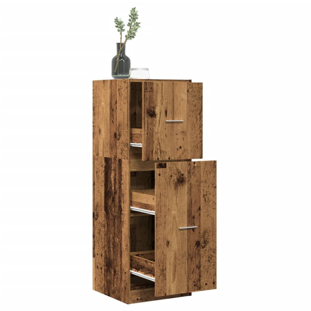 Produktbild för Apoteksskåp åldrat trä 40x41x118 cm konstruerat trä