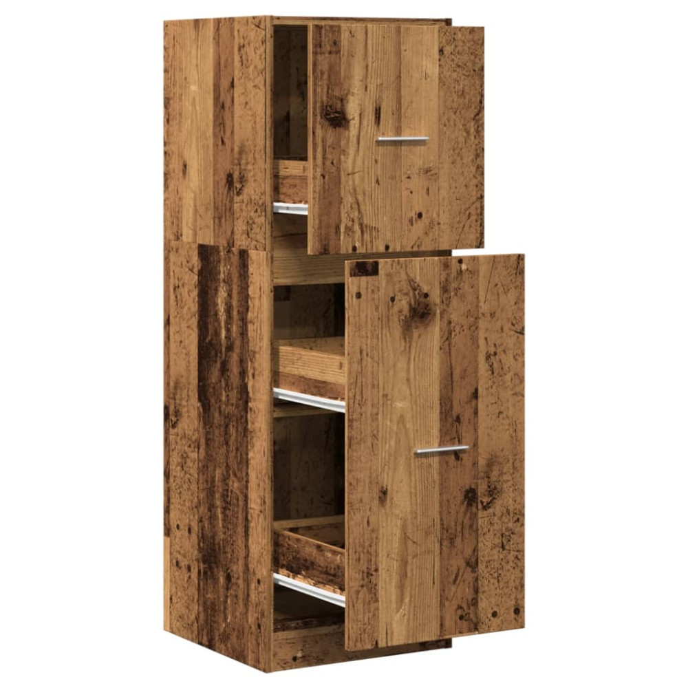 Produktbild för Apoteksskåp åldrat trä 40x41x118 cm konstruerat trä