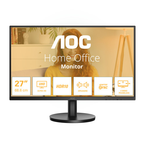 AOC AOC B3 U27B3A platta pc-skärmar 68,6 cm (27") 3840 x 2160 pixlar 4K Ultra HD LCD Svart