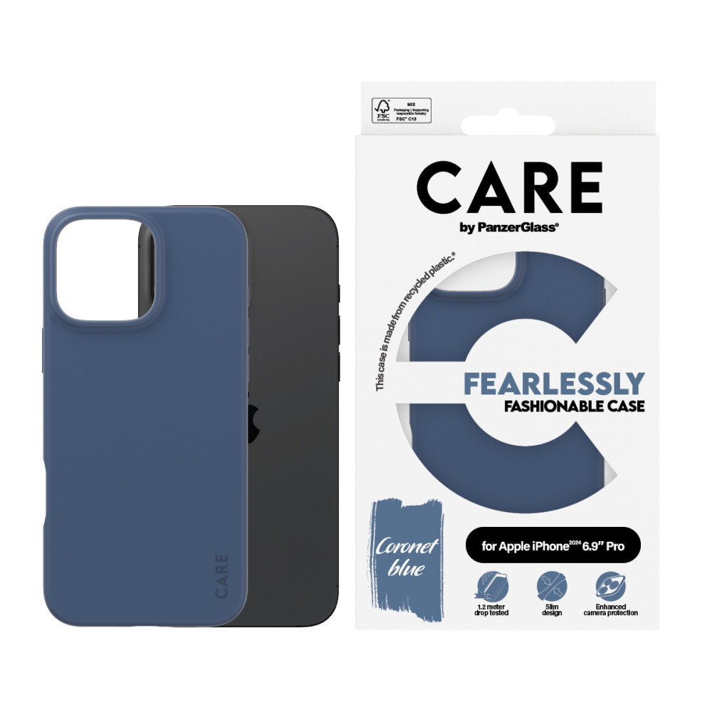 Produktbild för PanzerGlass CARE by PG Blue iPhone16 6.9 Pro mobiltelefonfodral Omslag Transparent