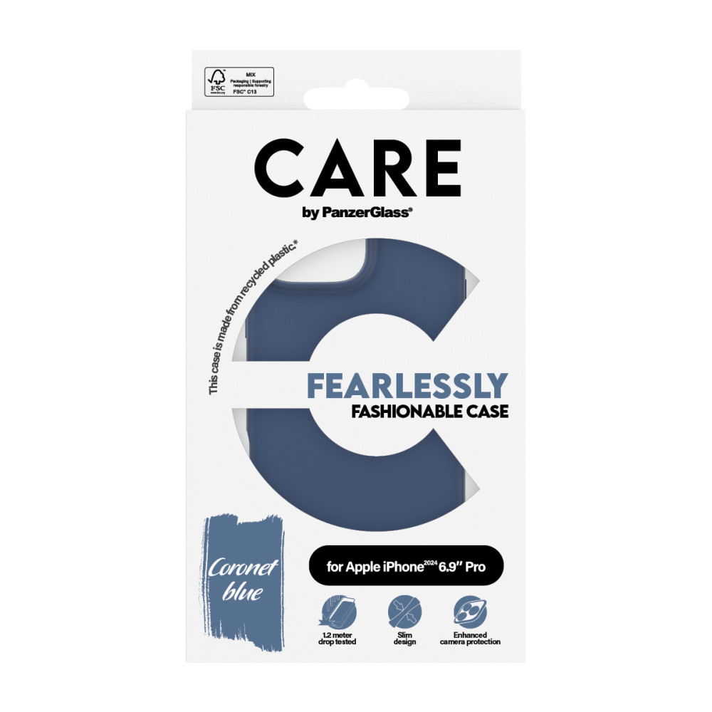 Produktbild för PanzerGlass CARE by PG Blue iPhone16 6.9 Pro mobiltelefonfodral Omslag Transparent