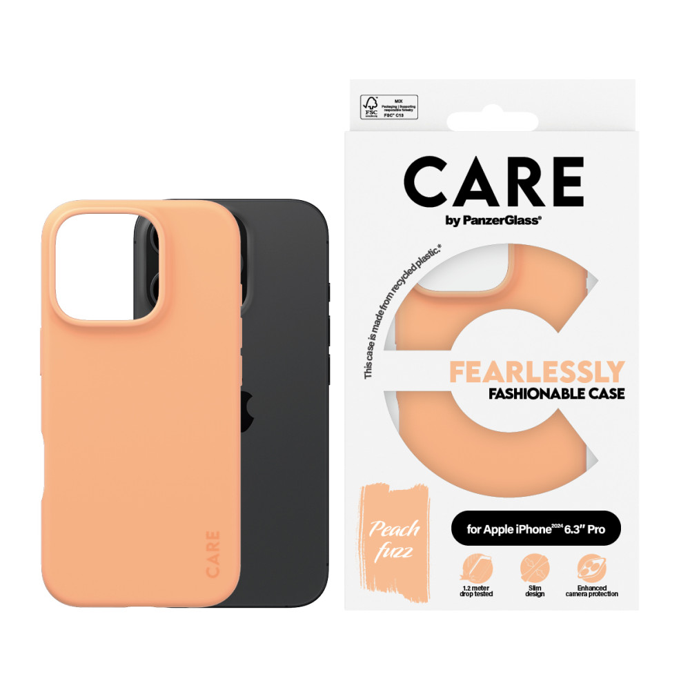 Produktbild för PanzerGlass CARE by PG Peachy iPhone16 6.3 Pro mobiltelefonfodral Omslag Transparent