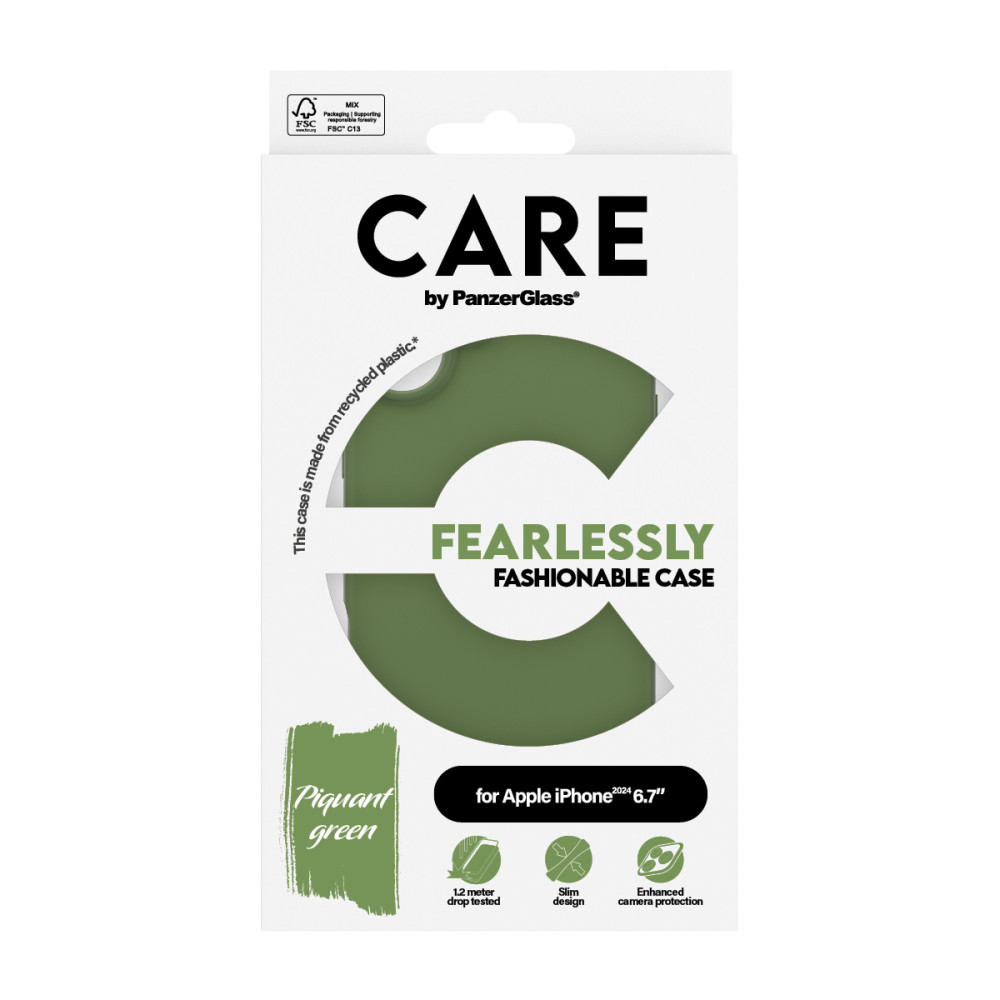 Produktbild för PanzerGlass CARE by PG Green iPhone16 6.7 mobiltelefonfodral Omslag Transparent