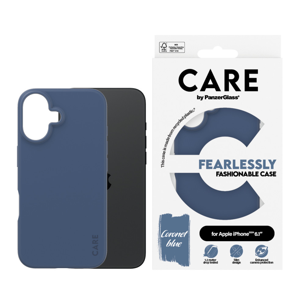 Produktbild för PanzerGlass CARE by PG Blue iPhone16 6.1 mobiltelefonfodral Omslag Transparent