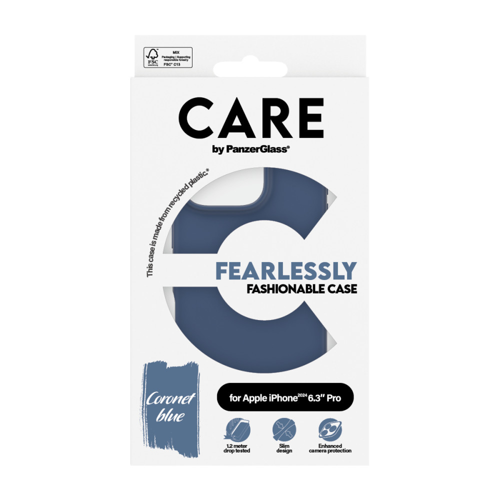 Produktbild för PanzerGlass CARE by PG Blue iPhone16 6.3 Pro mobiltelefonfodral Omslag Transparent
