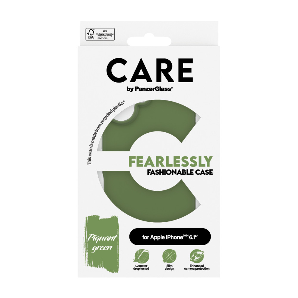 Produktbild för PanzerGlass CARE by PG Green iPhone16 6.1 mobiltelefonfodral Omslag Transparent