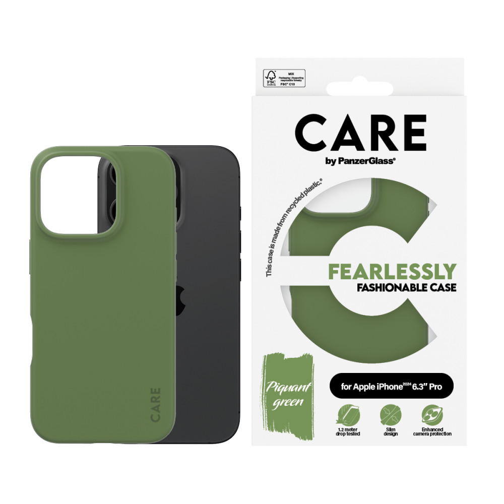 Produktbild för PanzerGlass CARE by PG Green iPhone16 6.3 Pro mobiltelefonfodral Omslag Transparent