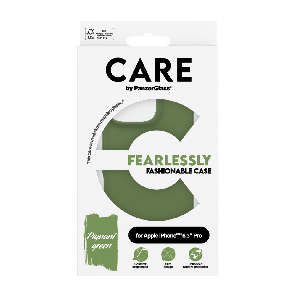 Produktbild för PanzerGlass CARE by PG Green iPhone16 6.3 Pro mobiltelefonfodral Omslag Transparent