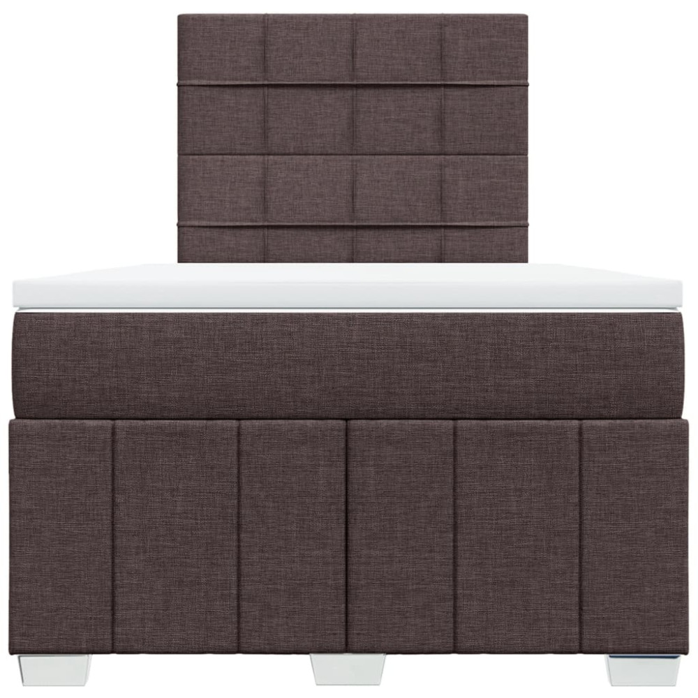 Produktbild för Ramsäng med madrass mörkbrun 120x200 cm tyg