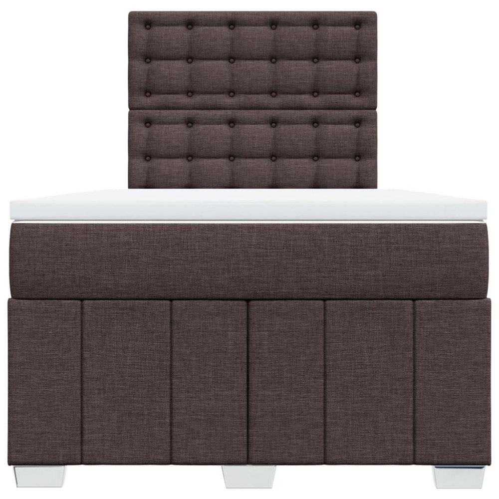 Produktbild för Ramsäng med madrass mörkbrun 120x200 cm tyg