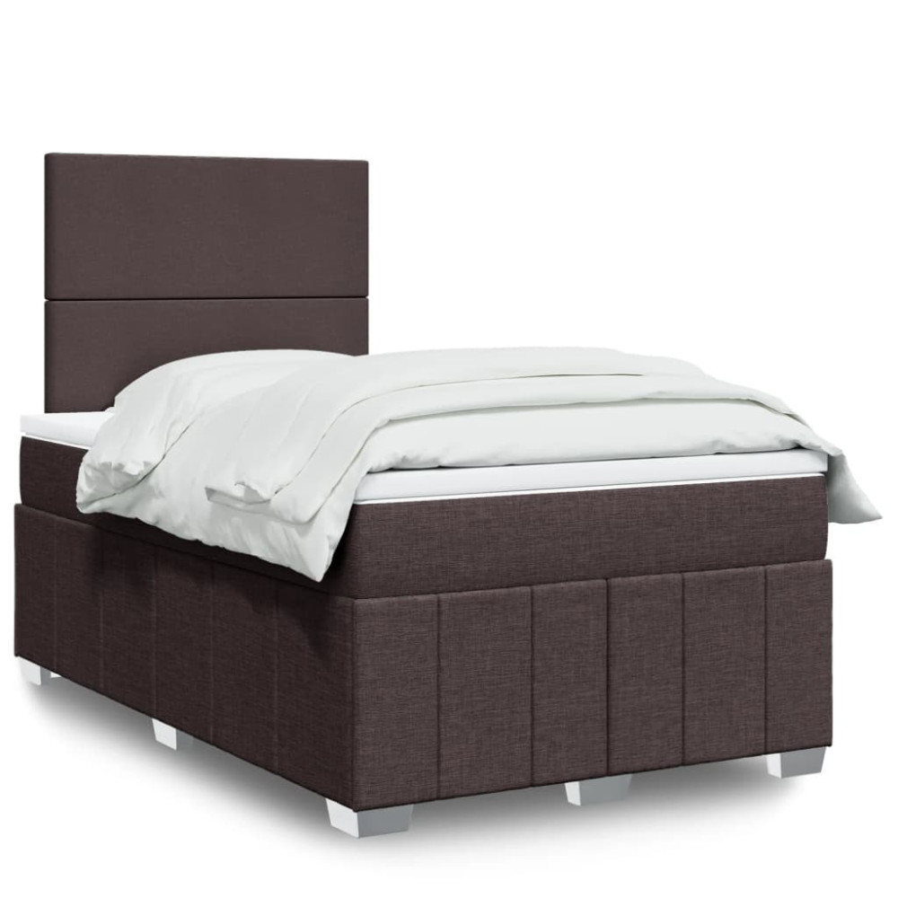 Produktbild för Ramsäng med madrass mörkbrun 120x200 cm tyg