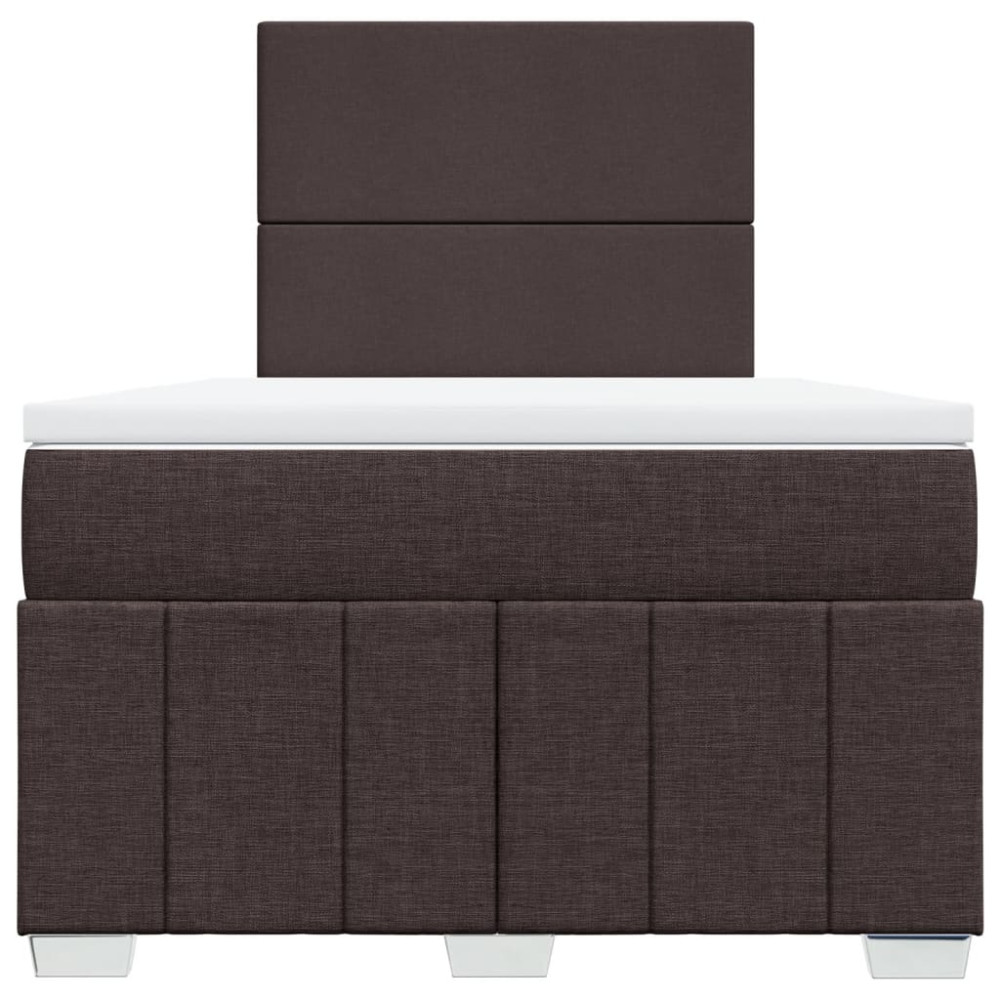 Produktbild för Ramsäng med madrass mörkbrun 120x200 cm tyg