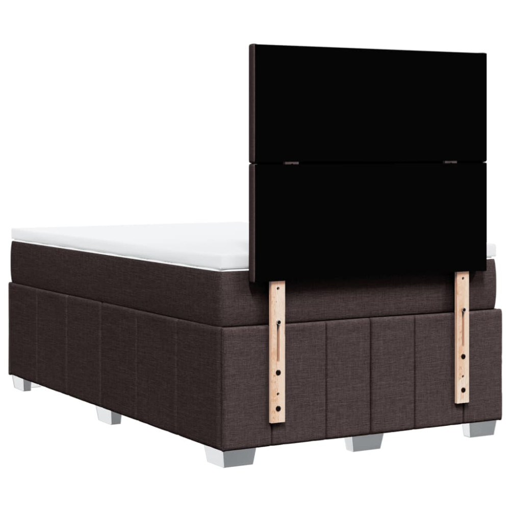 Produktbild för Ramsäng med madrass mörkbrun 120x200 cm tyg