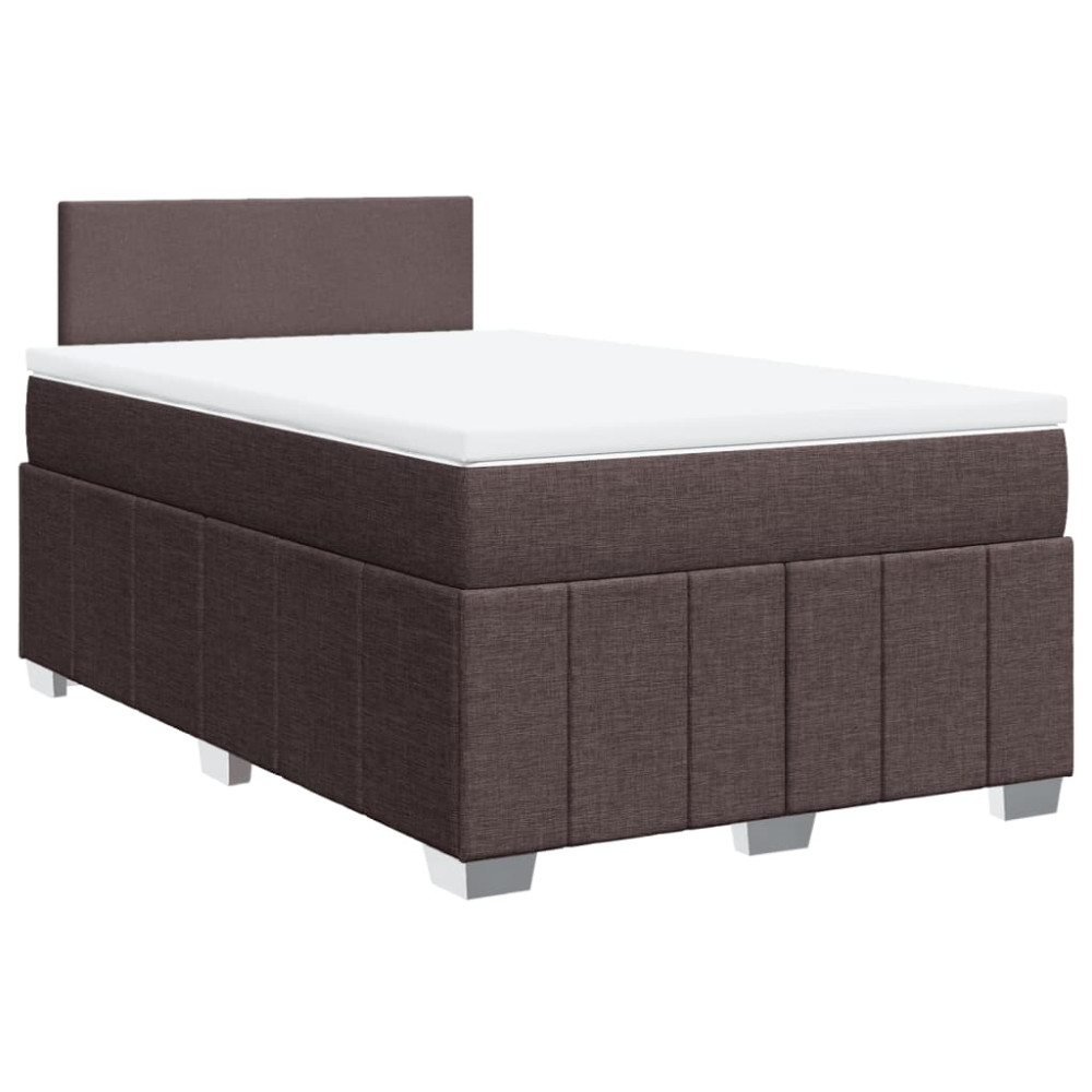 Produktbild för Ramsäng med madrass mörkbrun 120x200 cm tyg
