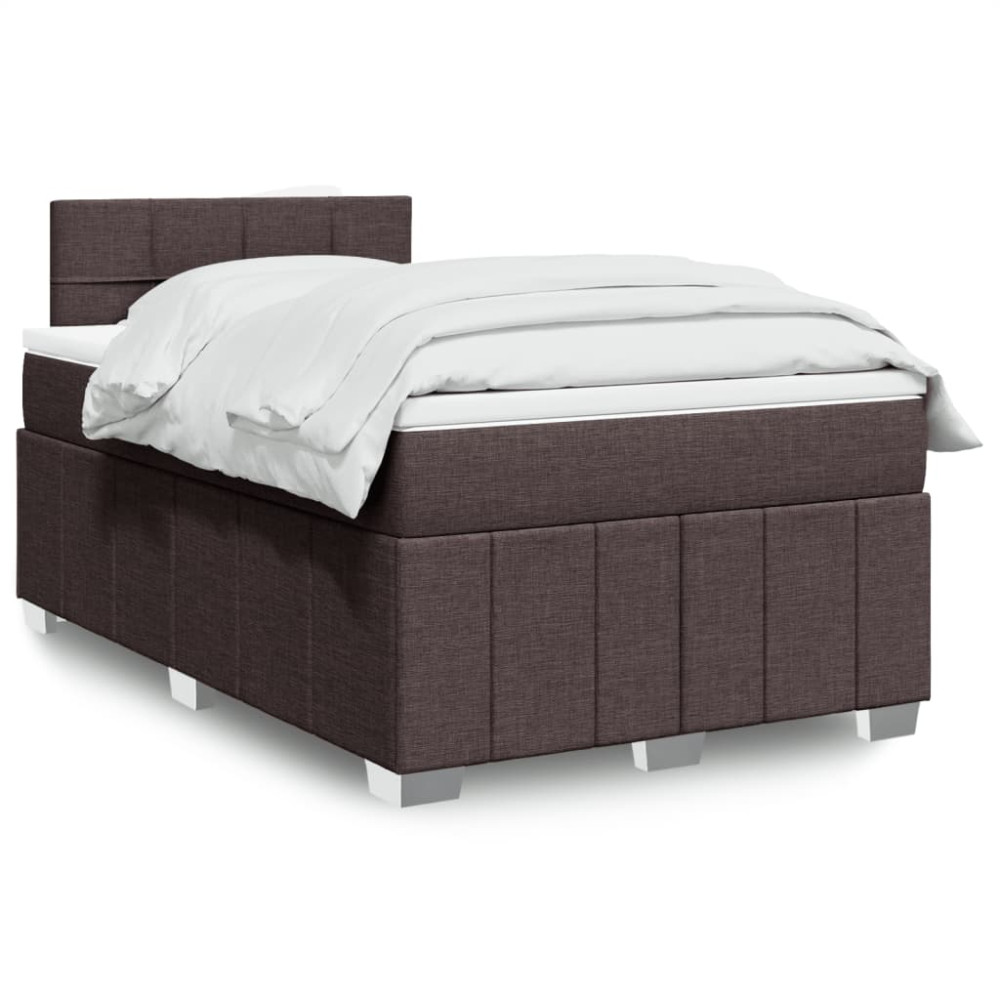 Produktbild för Ramsäng med madrass mörkbrun 120x200 cm tyg