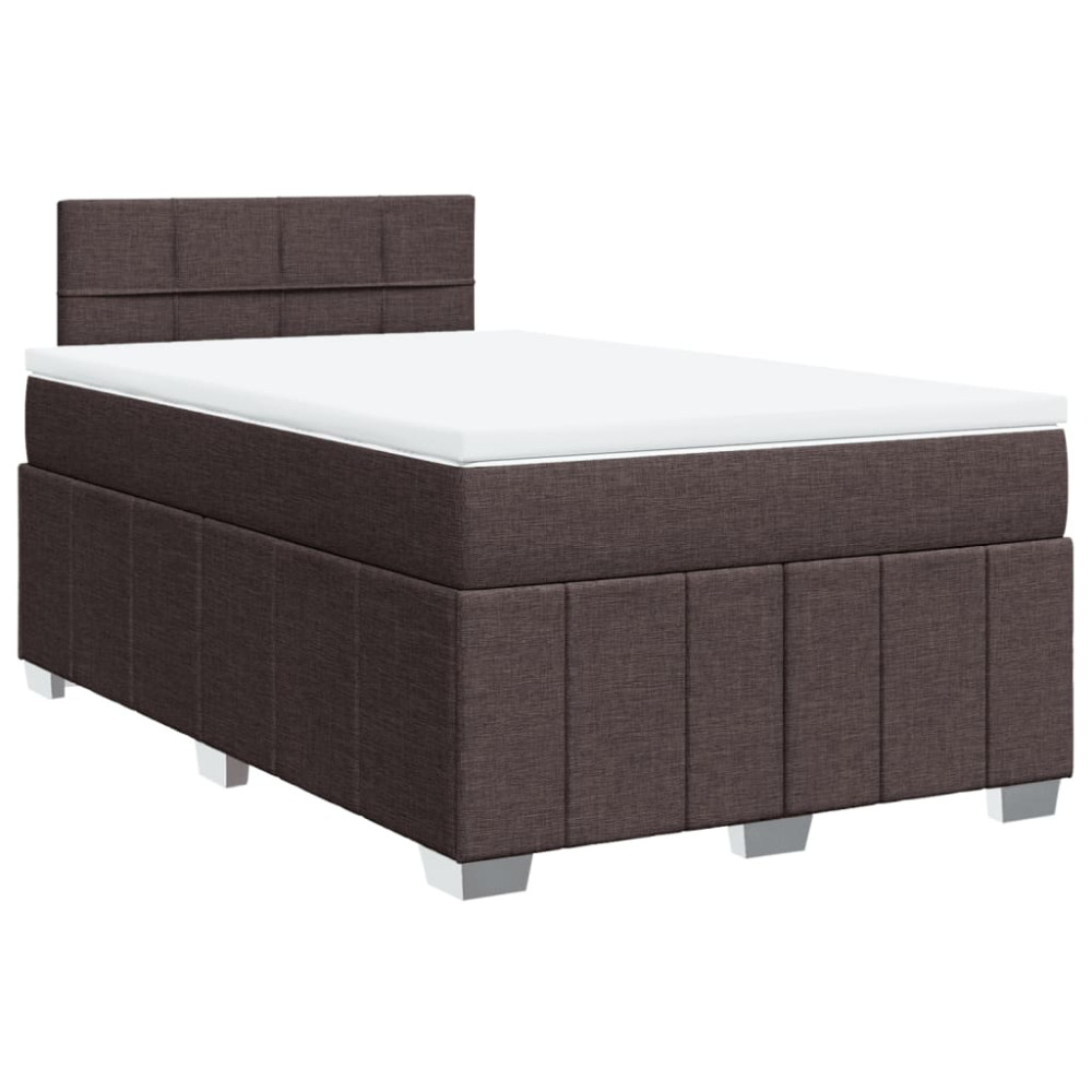 Produktbild för Ramsäng med madrass mörkbrun 120x200 cm tyg