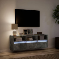 Produktbild för Väggmonterad tv-bänk LED betonggrå 130x31x45 cm