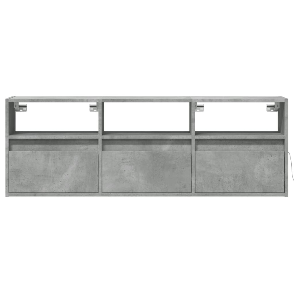 Produktbild för Väggmonterad tv-bänk LED betonggrå 130x31x45 cm