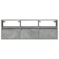 Produktbild för Väggmonterad tv-bänk LED betonggrå 130x31x45 cm