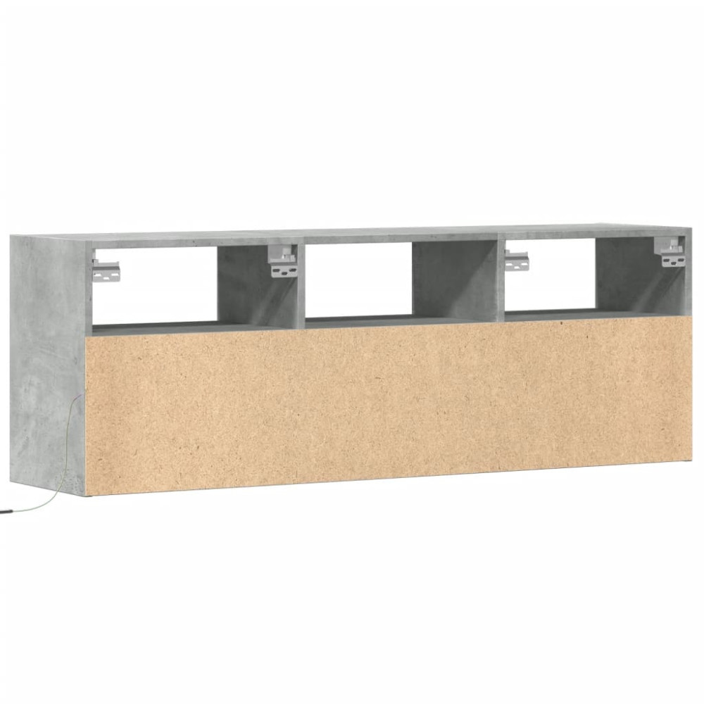 Produktbild för Väggmonterad tv-bänk LED betonggrå 130x31x45 cm