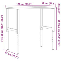 Produktbild för Arbetsbänk 100x60x(71,5-98) cm massiv ek rektangulär