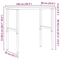 Produktbild för Arbetsbänk 100x60x(73-99,5) cm massiv ek rektangulär